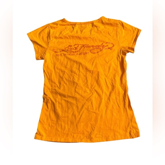 ED HARDY, orange authentic Y2K tee, Large - Picture 9 of 10